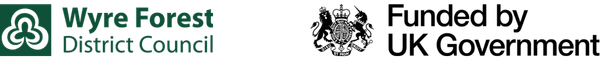 Wyre Forest District Council and Funded by UK Government logos